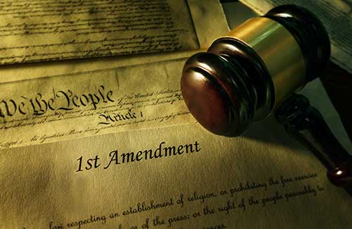 court gavel on us constitution